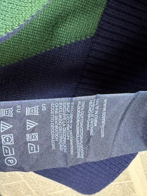 T*mmy Hilfiger® Large | Chest: 24" | Blue & Green Striped | Warm Knit Sweater | Cotton | 3403 - Genuine Maal