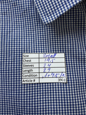 Tailor & Cutter® Small | Chest: 19.5" | Blue Check | 14.5" Shirt | Poly - Cotton | 3901 - Genuine Maal