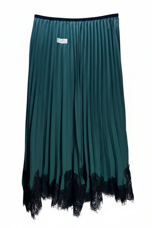 Brach Brach® Waist: 24" | Lace Trim Emerald Green | Midi Skirt | B8 - 3040 - Genuine Maal