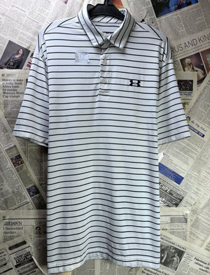 Under Armo*r® Medium | Chest: 22" | Stripe | Sports Polo | Poly | 3890 - Genuine Maal