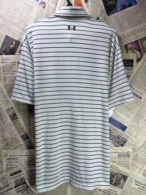 Under Armo*r® Medium | Chest: 22" | Stripe | Sports Polo | Poly | 3890 - Genuine Maal