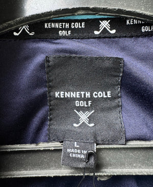 Kenneth Cole® Large | Chest: 23.5" | Cyan Stripe | Golf Polo | Poly - Spandex | 3888 - Genuine Maal