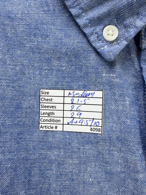 Jeanswest® Medium | Chest: 21.5" | Light Blue | Shirt | Linen - Cotton | 4098 - Genuine Maal