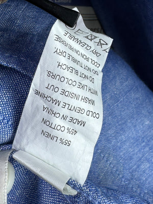 Jeanswest® Medium | Chest: 21.5" | Light Blue | Shirt | Linen - Cotton | 4098 - Genuine Maal