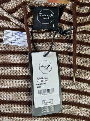 Project Paris® Small | Chest: 19.5" | Brown | Knit Hoodie | 1893 - Genuine Maal