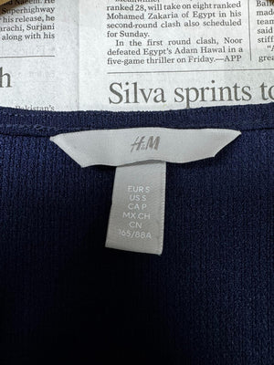 H&M® XS | Bust: 16" | Navy Blue | Midi Dress | B9 - 5064 - Genuine Maal