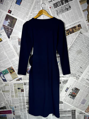 H&M® XS | Bust: 16" | Navy Blue | Midi Dress | B9 - 5064 - Genuine Maal