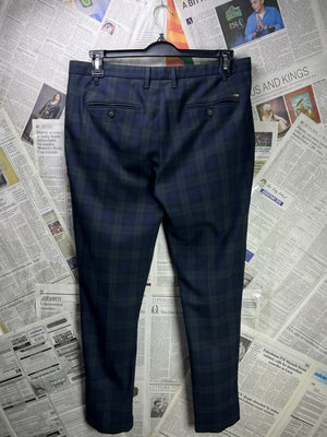 Zara® Waist: 34" | Forest Green & Blue Check | Chino Pant | 2642 - Genuine Maal