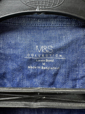 M&S® Medium | Chest: 21.5" | Blue | Shirt | Cotton-Linen | M1 - 5481 - Genuine Maal
