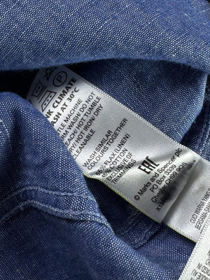 M&S® Medium | Chest: 21.5" | Blue | Shirt | Cotton-Linen | M1 - 5481 - Genuine Maal