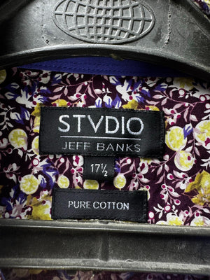 Jeff Banks® XL | Chest: 25.5" | Floral | Collar 17.5" Shirt | Cotton | M1 - 5479 - Genuine Maal