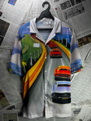 Asos® Large | Chest: 23.5" | Cars | Hawaii Shirt | Polyester | M1 - 5504 - Genuine Maal