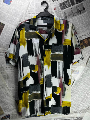 Zara® Small | Chest: 20.5" | Brush Strokes | Hawaii Shirt | Viscose | M1 - 5502 - Genuine Maal