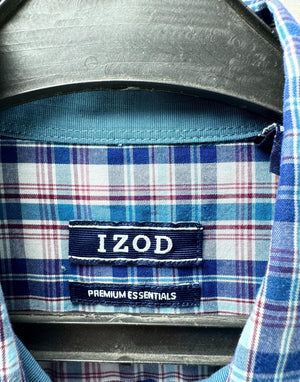 IZOD® Medium | Chest: 22" | Blue Check | Shirt | Cotton | M1 - 5498 - Genuine Maal
