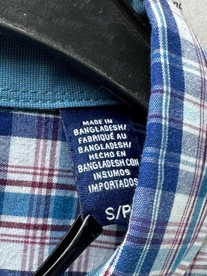 IZOD® Medium | Chest: 22" | Blue Check | Shirt | Cotton | M1 - 5498 - Genuine Maal