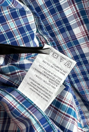 IZOD® Medium | Chest: 22" | Blue Check | Shirt | Cotton | M1 - 5498 - Genuine Maal
