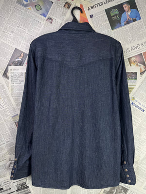Carhartt® Small | Chest: 21" | Blue | VTG Denim Flame Resistant Shirt | Cotton | 2000 - Genuine Maal