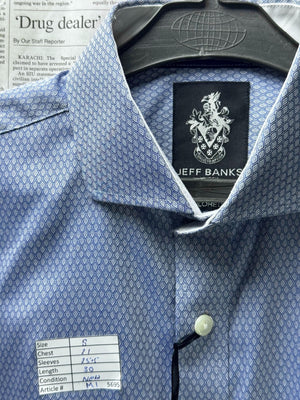 Jeff Banks® Small | Chest: 21" | Blue | Collar: 15" Shirt | Cotton | M1 - 5695 - Genuine Maal