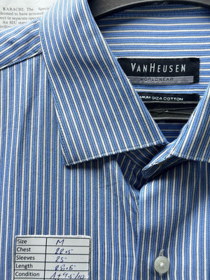 VanHeusen® Medium | Chest: 22.5" | Blue | Shirt | Cotton-Modal | M1 - 5678 - Genuine Maal