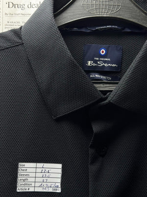 Ben Sherman® Large | Chest: 23.5" | Black | Shirt | Poly-Spandex | M3 - 5881 - Genuine Maal