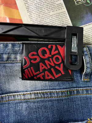 Women - DSQUARED® Waist: 34" | Blue | Distressed Denim Slim Fit Pants | 2598 | Made in Italy - Genuine Maal