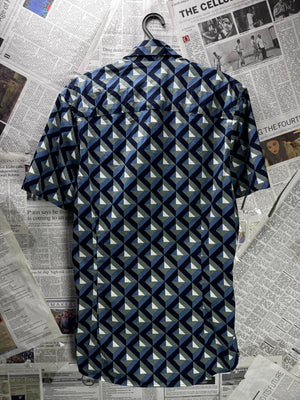Next® Small | Chest: 19.5" | Blue Geometrical | Shirt | Cotton-Elastane | M2 - 5889 - Genuine Maal