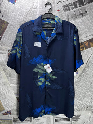 Primark® Medium | Chest: 22" | Blue | Camp Shirt | Viscose | M2 - 5883 - Genuine Maal