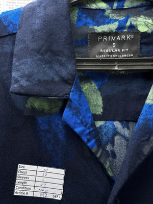 Primark® Medium | Chest: 22" | Blue | Camp Shirt | Viscose | M2 - 5883 - Genuine Maal