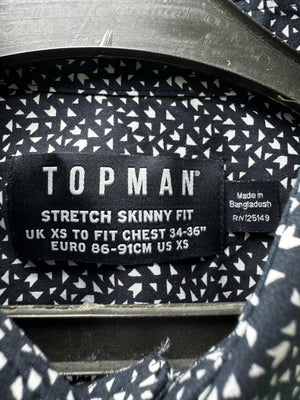 Topman® XS | Chest: 18.5" | Black&White | Skinny Fit Shirt | Cotton-Elastane | M2 - 5540 - Genuine Maal