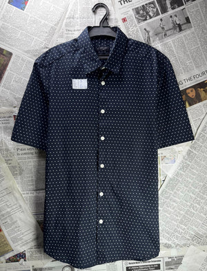 New Look® Small | Chest: 19" | Polka Dots | Muscle Fit Shirt | Cotton-Elastane | M3 - 5903 - Genuine Maal