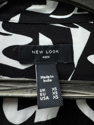 New Look® Small | Chest: 19" | Black&White | Hawaii Shirt | Viscose | M3 - 5692 - Genuine Maal