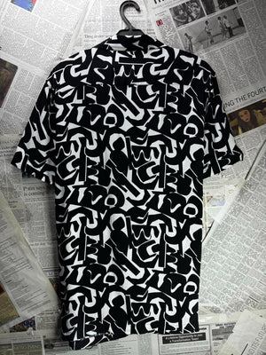 New Look® Small | Chest: 19" | Black&White | Hawaii Shirt | Viscose | M3 - 5692 - Genuine Maal