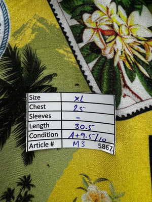 Primark® XL | Chest: 25" | Yellow | Hawaii Shirt | Viscose | M3 - 5867 - Genuine Maal