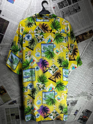 Primark® XL | Chest: 25" | Yellow | Hawaii Shirt | Viscose | M3 - 5867 - Genuine Maal