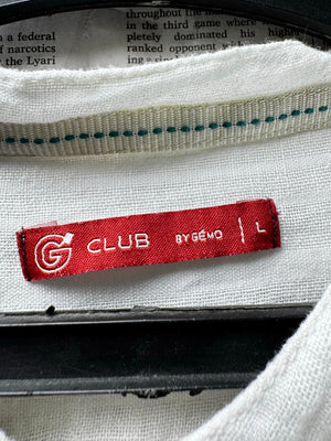 Gemo® Large | Chest: 23" | White | Shirt | Cotton-Linen | M3 - 5918 - Genuine Maal