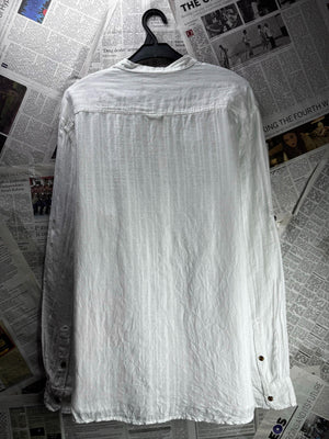 Gemo® Large | Chest: 23" | White | Shirt | Cotton-Linen | M3 - 5918 - Genuine Maal
