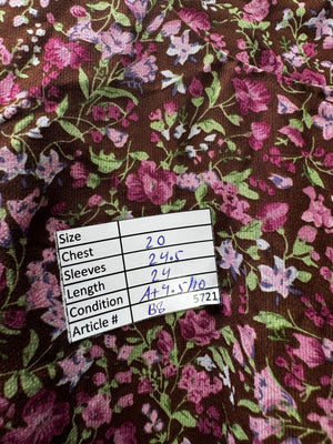 ONLY® Large | Bust: 20" | Disty Floral | Blouse Shirt | B8 - 5721 - Genuine Maal