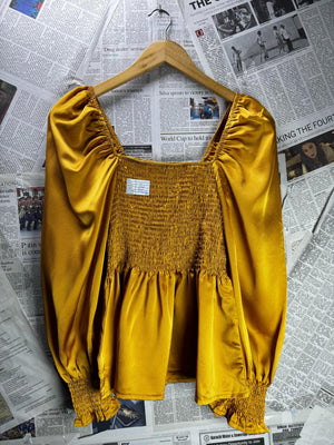 New Look® XS | Bust: 12" | Mustard | Blouse Shirt | B6 - 5910 - Genuine Maal