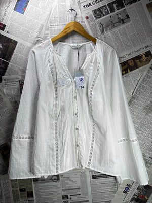 Primark® XL | Bust: 23" | White | Blouse Shirt | B6 - 5530 - Genuine Maal