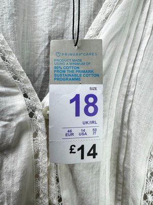 Primark® XL | Bust: 23" | White | Blouse Shirt | B6 - 5530 - Genuine Maal