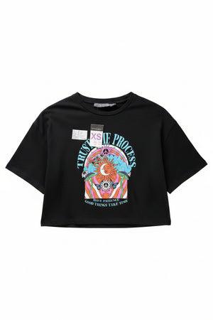 Primark® XS | Bust: 19" | Black | Crop Top | B6 - 5701 - Genuine Maal