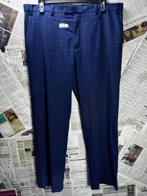 M&S® Waist: 40" | Blue | Regular Fit Dress Pants | Poly-Viscose-Elastane | M3 - 2519 - Genuine Maal