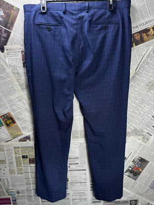 M&S® Waist: 40" | Blue | Regular Fit Dress Pants | Poly-Viscose-Elastane | M3 - 2519 - Genuine Maal