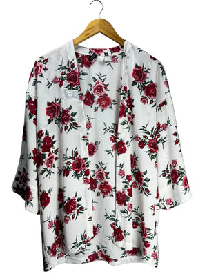 H&M® XL | Bust: 21.5" | White Floral | Cardigan Shirt | B4 - 5514 - Genuine Maal