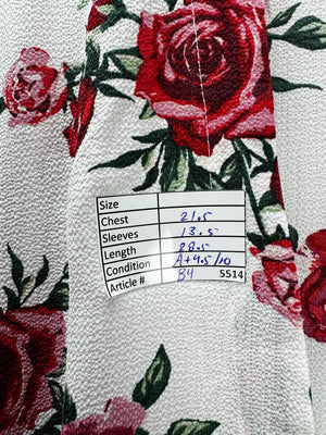 H&M® XL | Bust: 21.5" | White Floral | Cardigan Shirt | B4 - 5514 - Genuine Maal