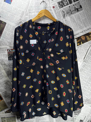 Zara® Large | Bust: 20.5" | Geometric Floral | Blouse Shirt | B2 - 5907 - Genuine Maal
