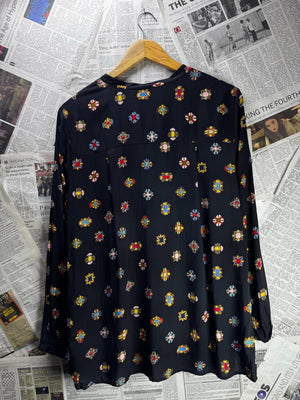 Zara® Large | Bust: 20.5" | Geometric Floral | Blouse Shirt | B2 - 5907 - Genuine Maal