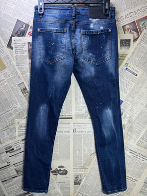 DSQUARED2® Waist: 30" | Blue | Slim Fit Bikers Distressed Denim Pants | Cotton - Elastane | 1679 - Genuine Maal