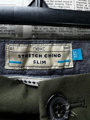 Next® Waist: 32" | Kai Green | Slim Fit Chino Pants | Cotton-Elastane | M3 - 2539 - Genuine Maal