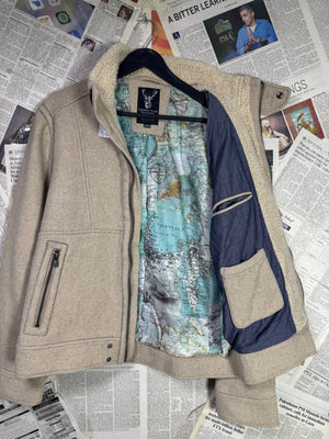 SELECTED® Small | Chest: 21" | Beige | Jacket | Wool Blend | 2041 - Genuine Maal